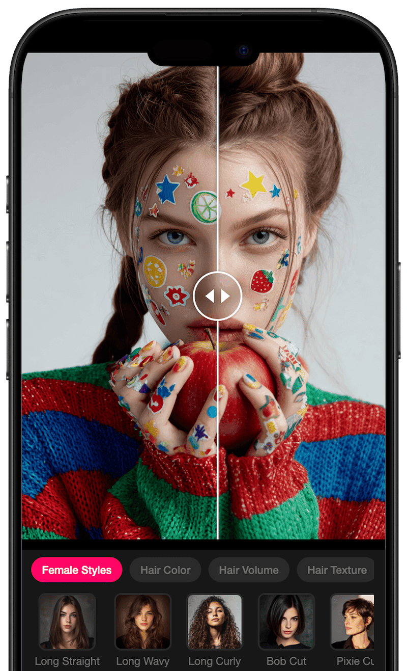 HairWow mobile app previews for AI hair analysis and try-on